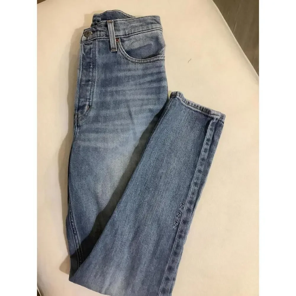 Etica Button Fly Mid Wash Skinny Jeans 26 Denim Casual Luxury Fall Winter Basics
